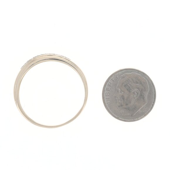 Yellow Gold Diamond Men's Wedding Band - 10k Round Brilliant .10ctw Ring - Picture 5 of 6